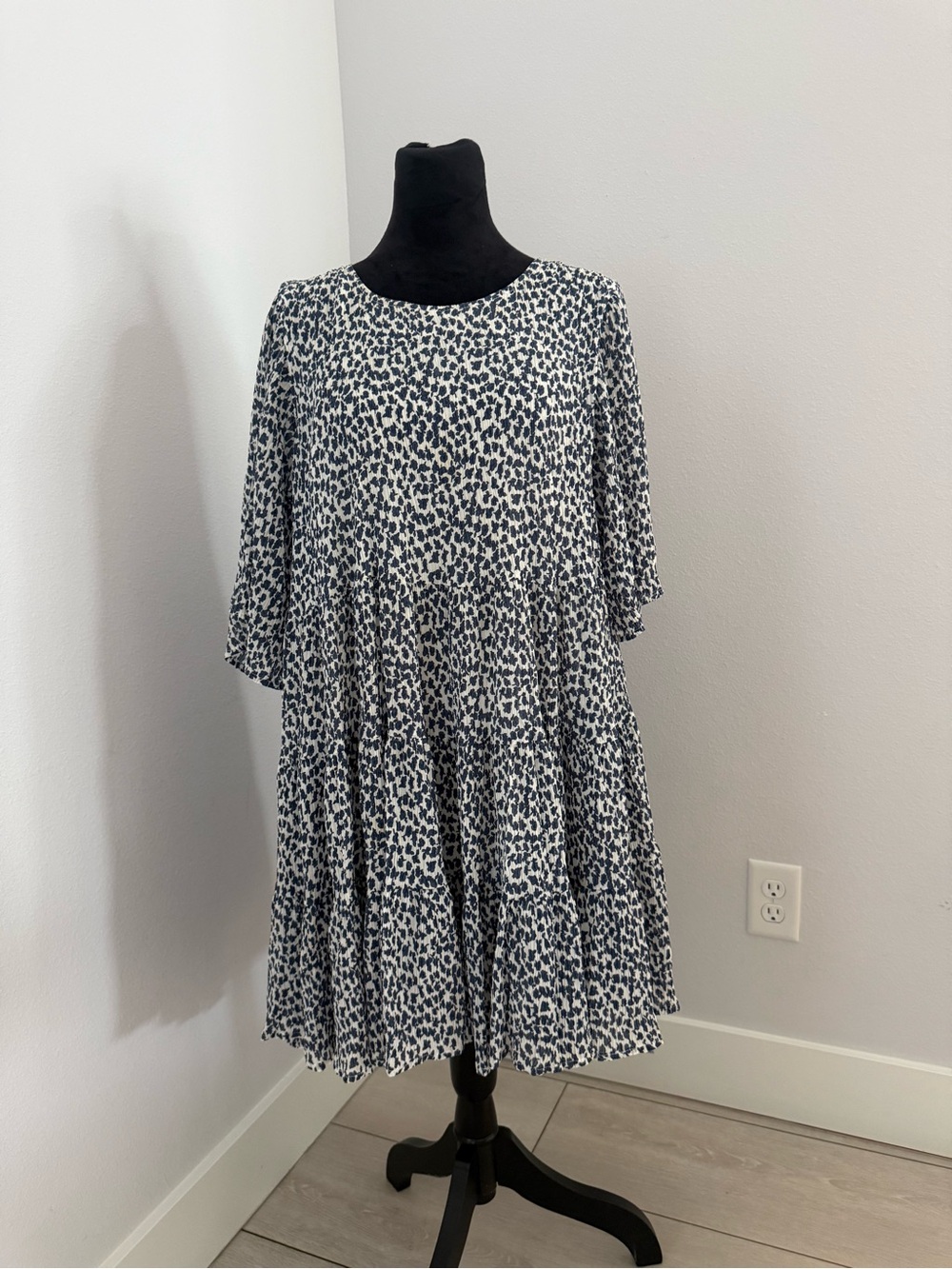 By Together Navy and White Tiered Casual Girls Dress#A32